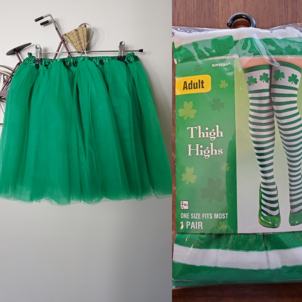Green Tutu & St Patrick's thigh high stockings